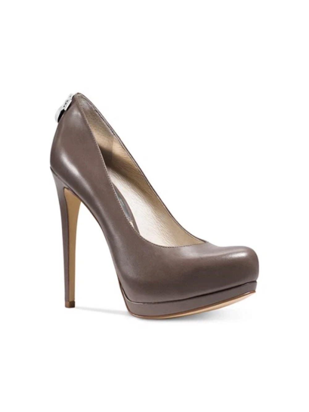 Michael Kors Hamilton Platform Pump Heels Size 9 Taupe Gray Brown Leather NWOB